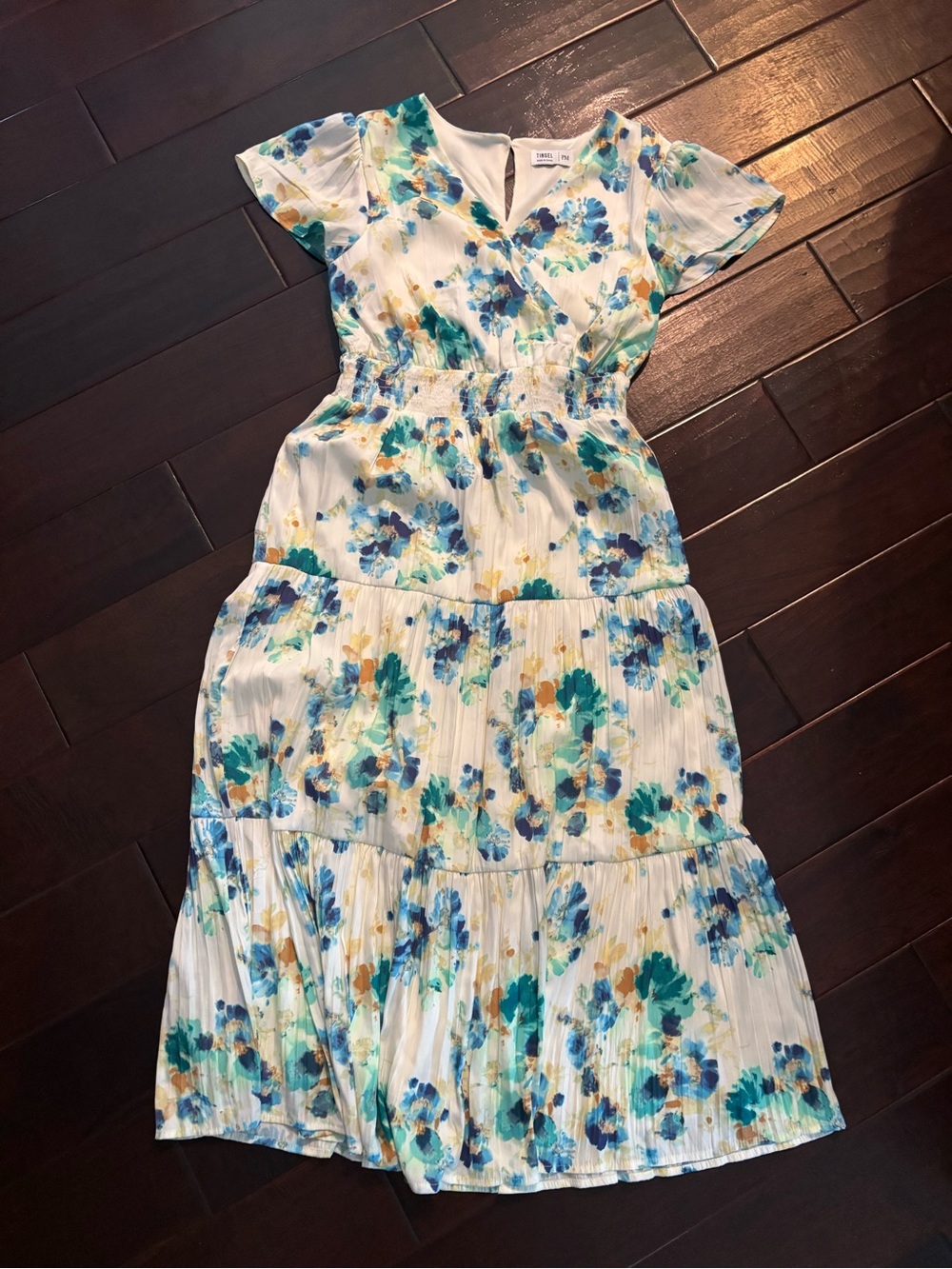 Tinsel Petite Floral Print Midi Tiered dress - Size MP